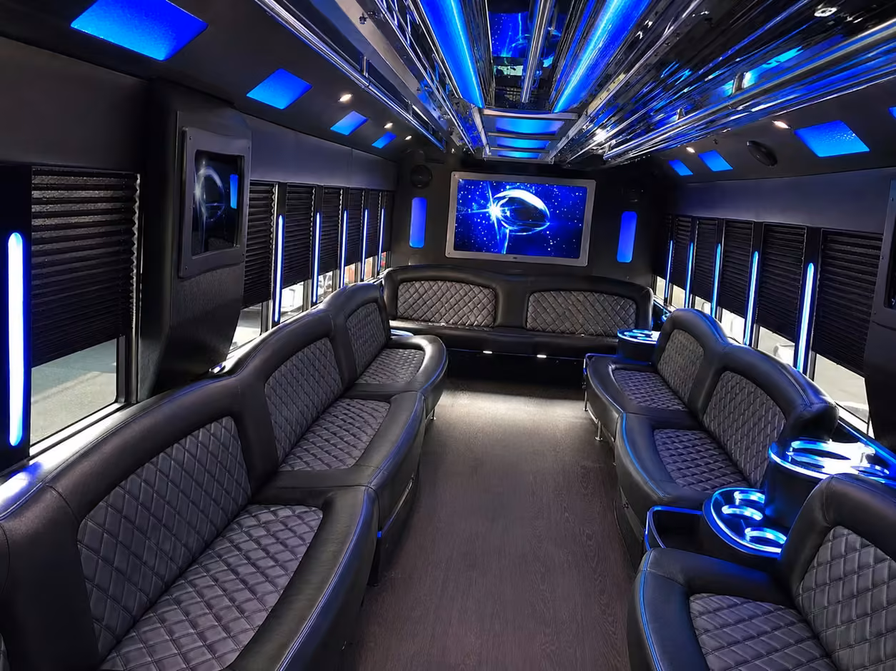 15 passenger party bus interior