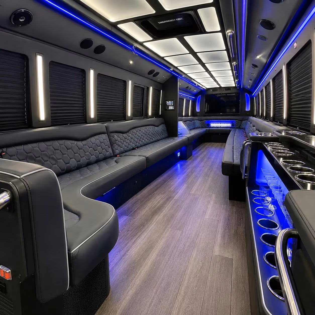 40 passenger party bus inside